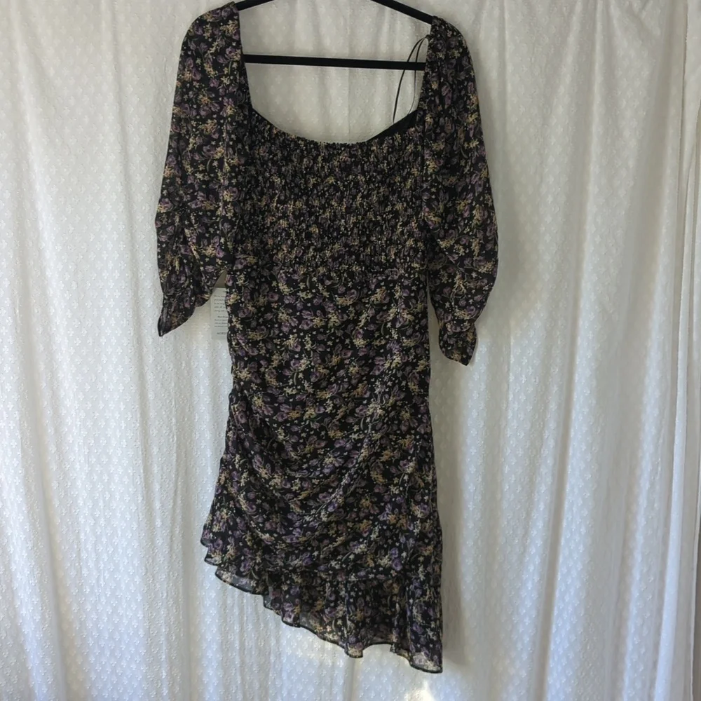 Astr Asymmetrical Floral Dress in Black and Purple Ditsy Print Women's XL - Picture 8 of 9